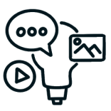 bulb, video, social icon