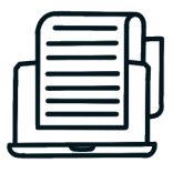 Papers and computer screen icon