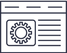 An icon of a web page with gears on it, perfect for robot text checker.