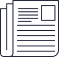 A newspaper icon on a black background with a modern twist.