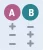graphic of 2 columns labeled A and B with positive and negative signs underneath