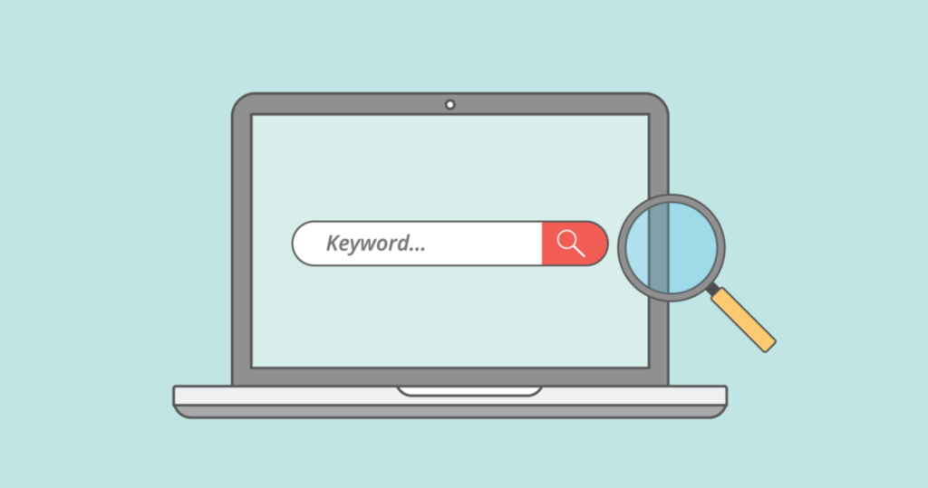 Drawing of a search engine search bar with the word "keyword"