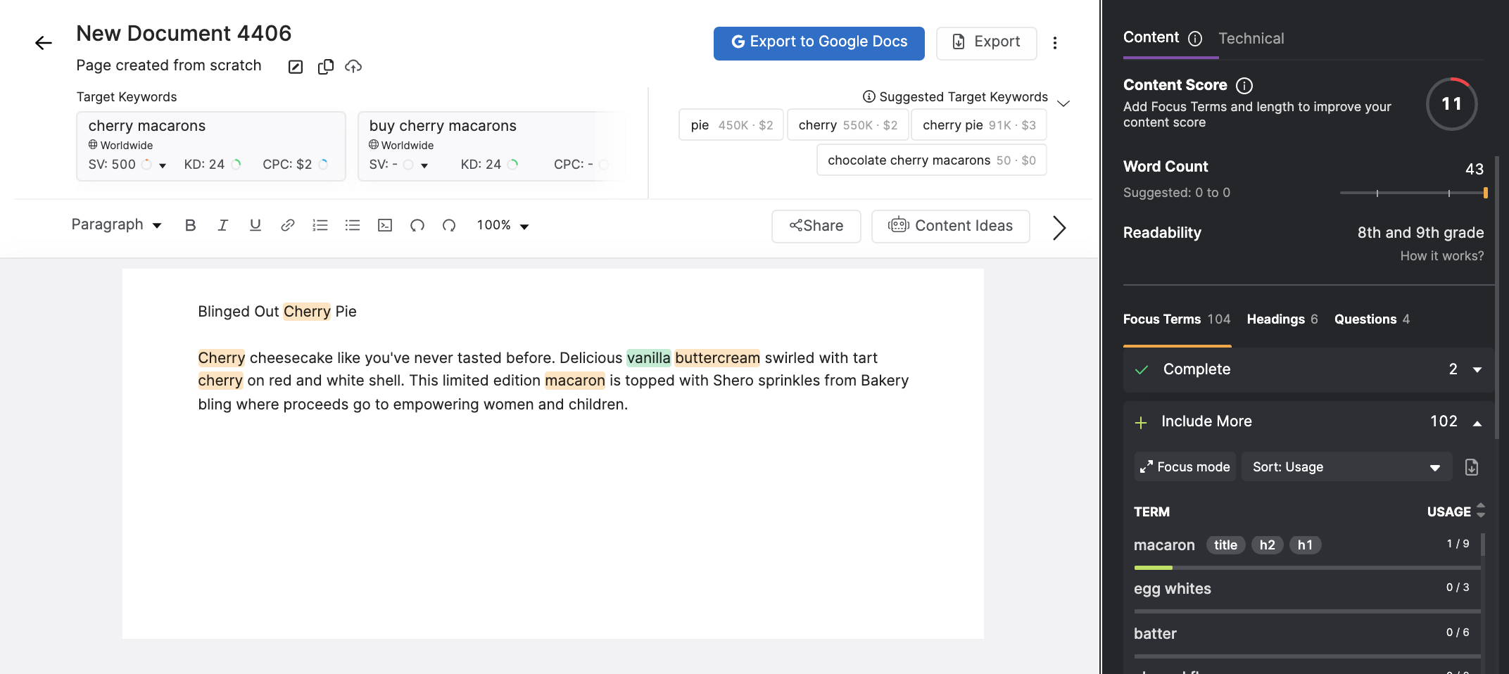 On-Page SEO content writing with the SEO Content Assistant tool from SearchAtlas