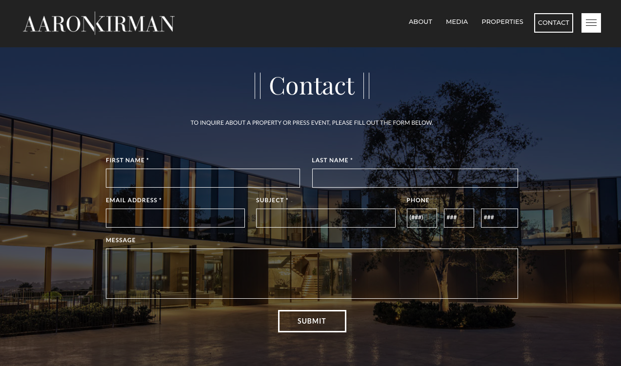 Image of a real estate agent's contact page on their website