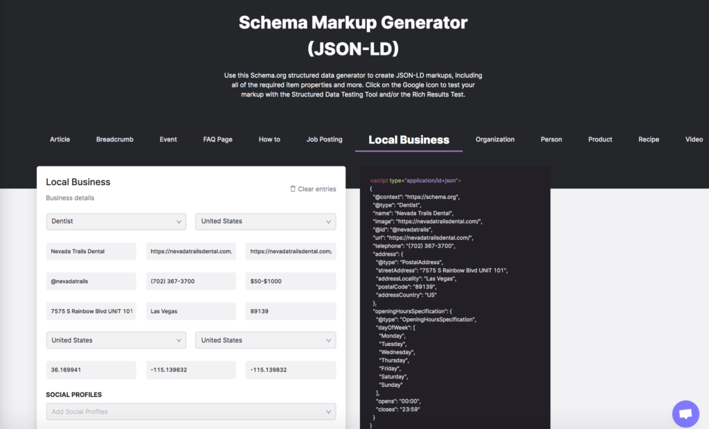 Schema creator tool from LinkGraph
