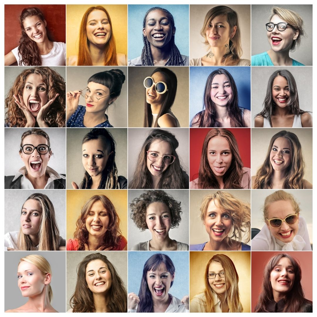 A 5 by 5 grid showing various women with different styles to demonstrate a variety of brand personas