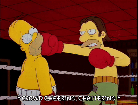gif of homer getting punched in a boxing match