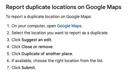 How to remove duplicates on Google Maps