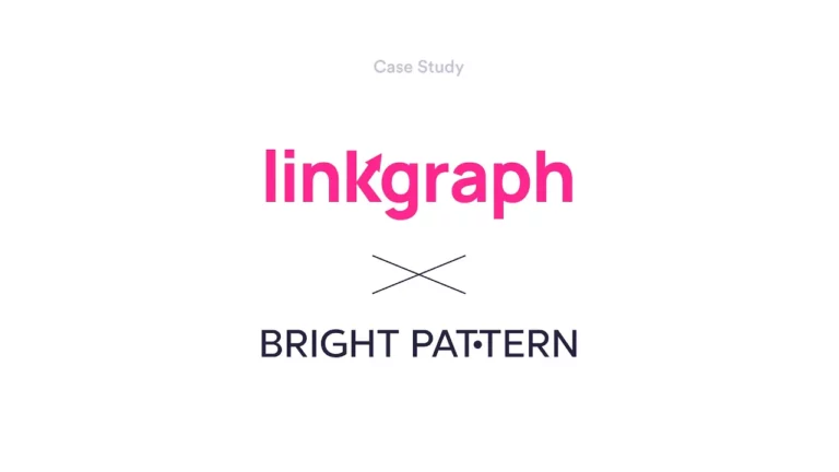 The image displays the text "Case Study" above "linkgraph" in pink and "BRIGHT PATTERN" in black, separated by two crossed lines on a white background.