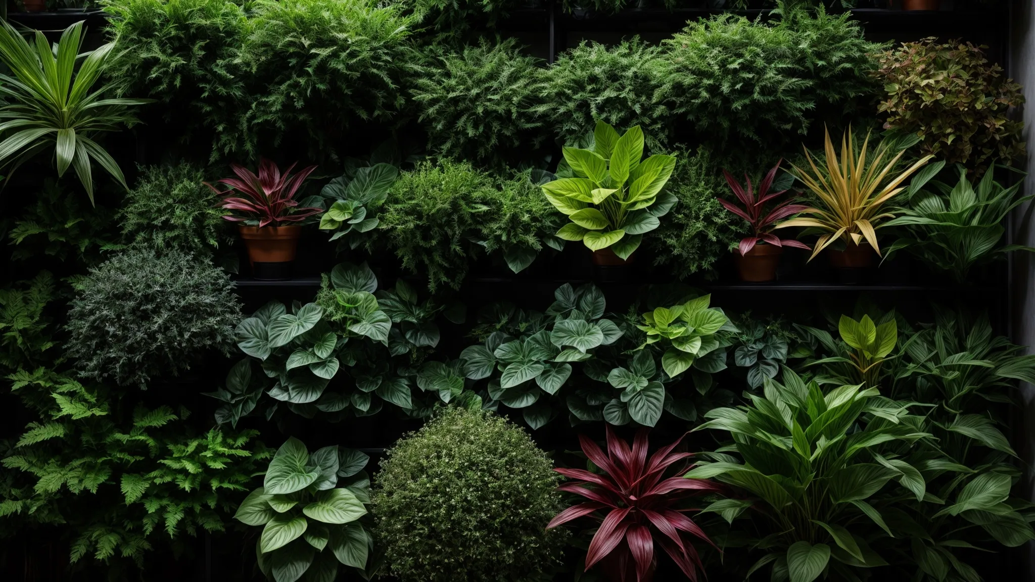 a wall of diverse, sturdy plants representing the strong foundation of a resilient seo strategy, unshaken by the whirlwind of google algorithm updates in the background.