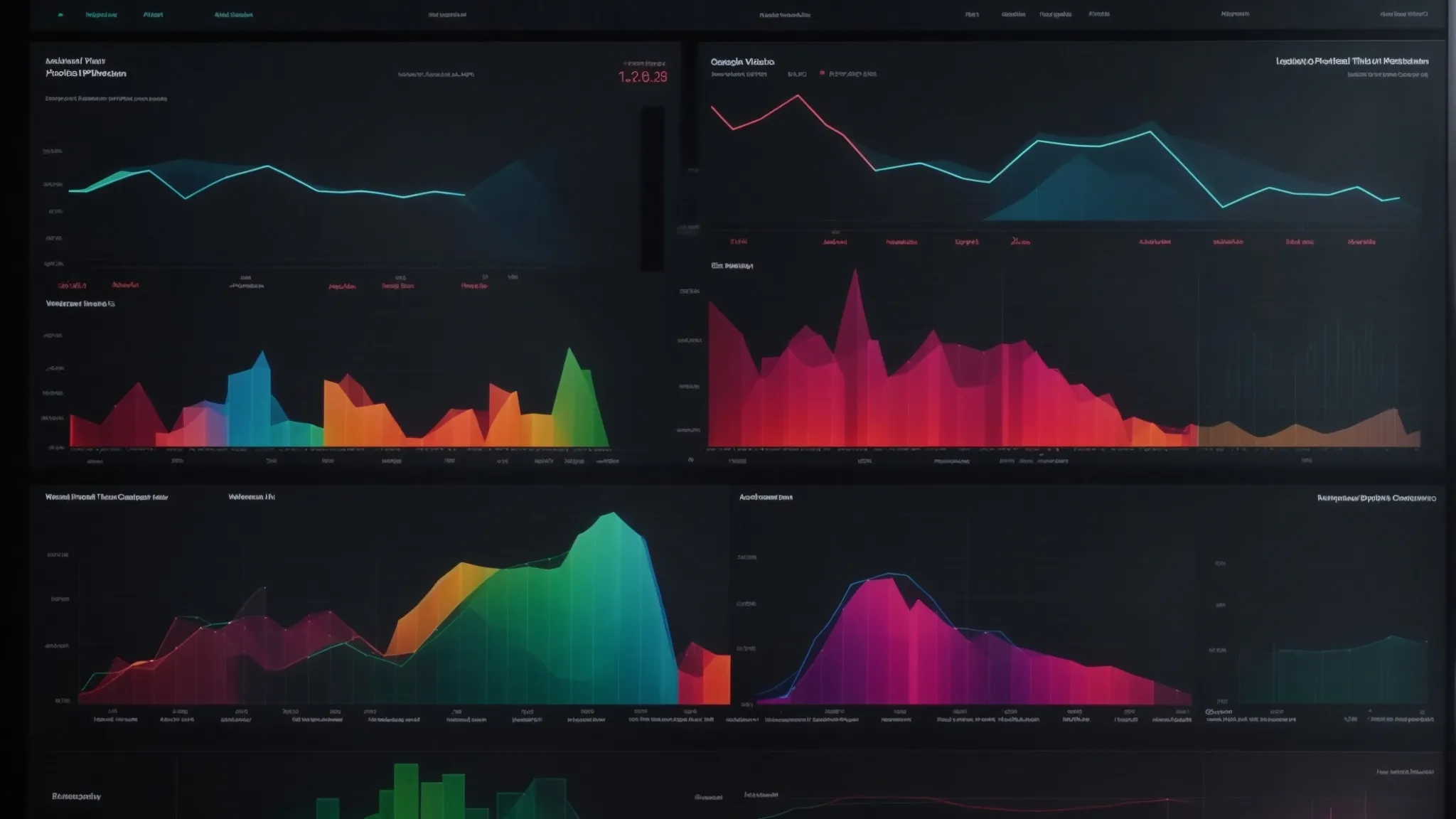 a laptop display showcasing colorful graphs and charts related to website traffic and performance analytics.
