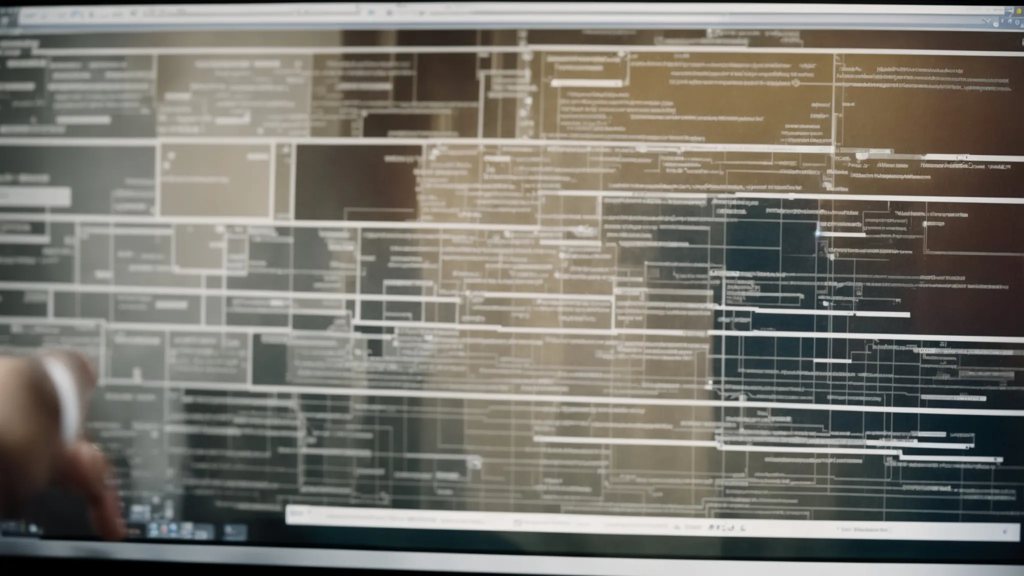 a web developer reviews a flowchart illustrating the structure of a website's xml sitemap on a computer screen, optimizing for seo.
