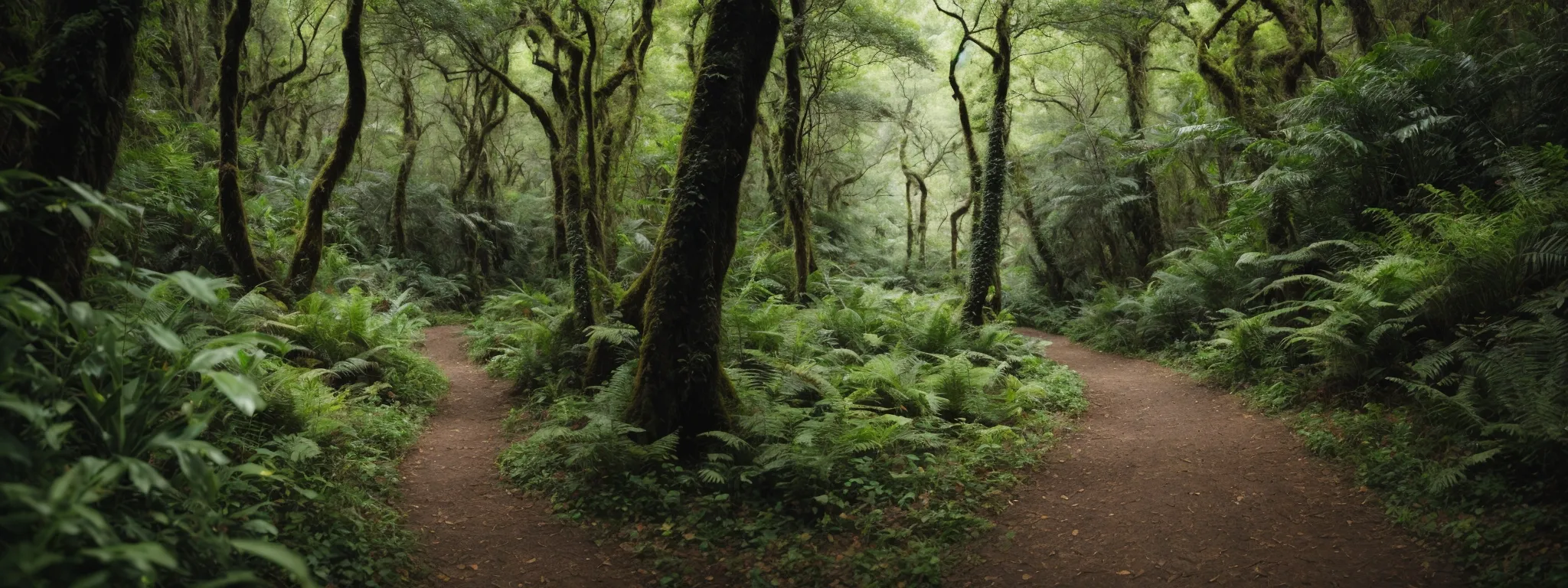 a path winding through a lush forest representing the journey of optimizing technical seo in wordpress.
