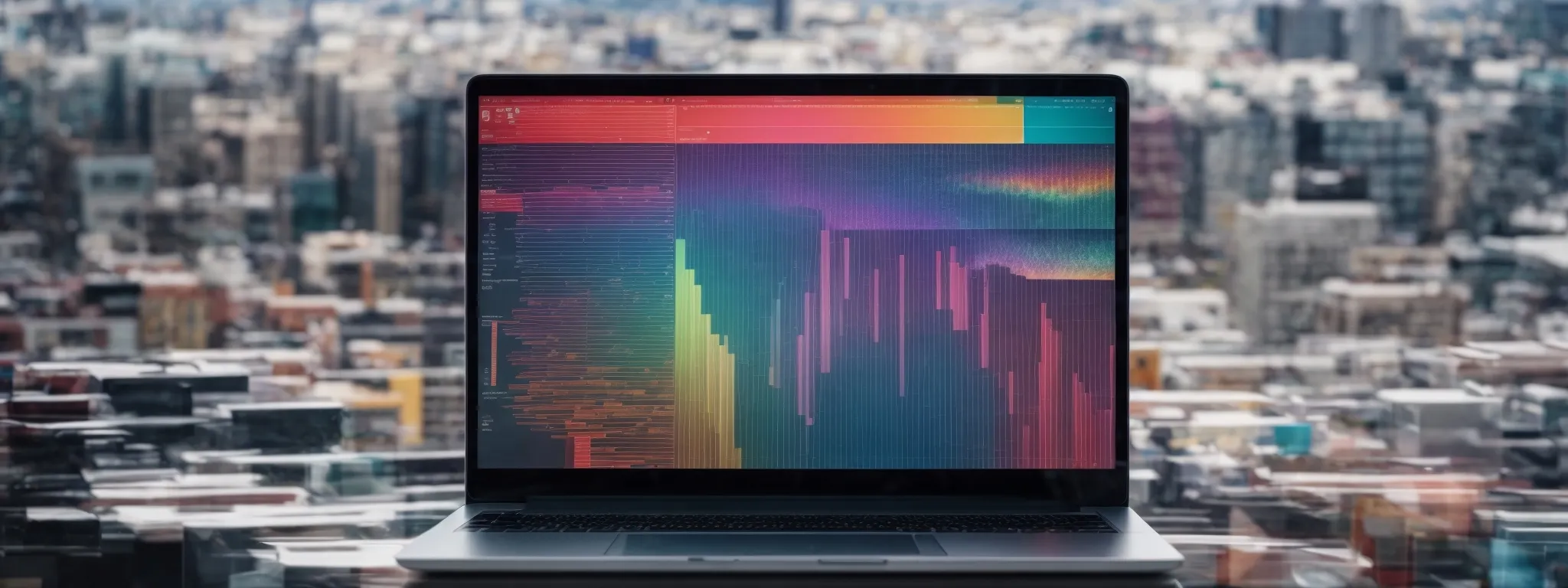 a laptop displaying an intricate, colorful data chart, symbolizing python's impact on data visualization.