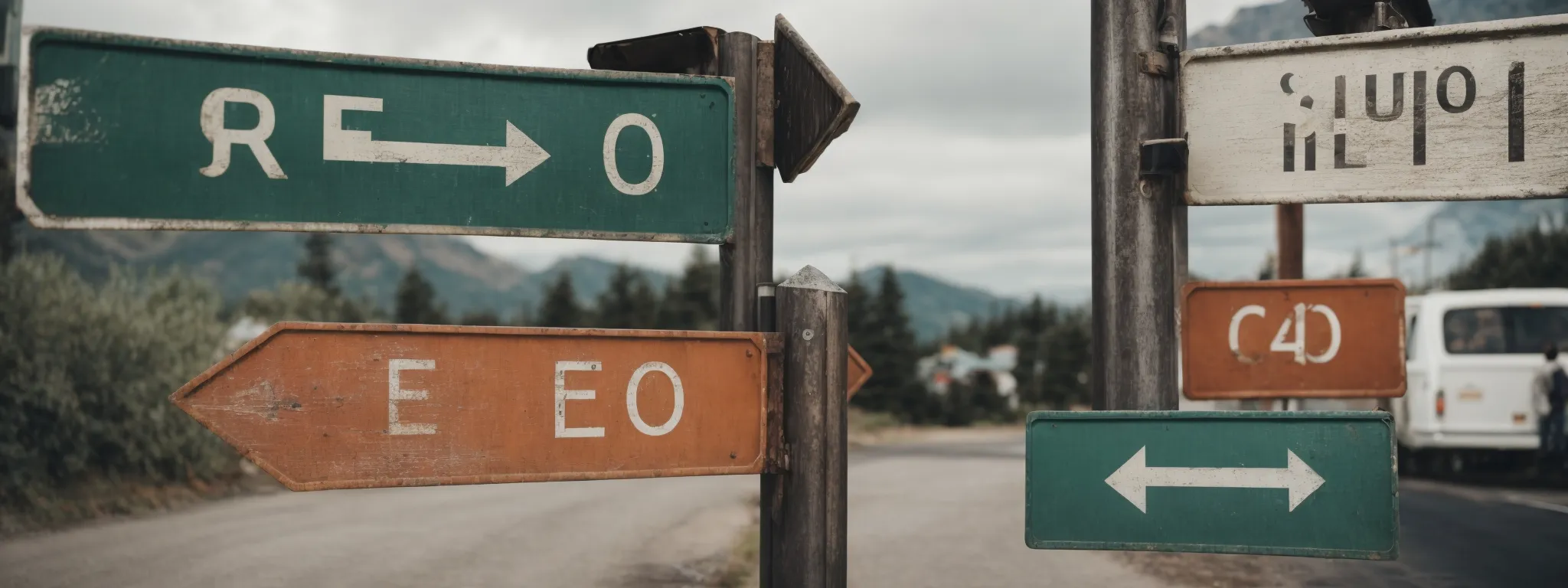a signpost with arrows pointing in different directions to symbolize various paths for seo-friendly redirects.