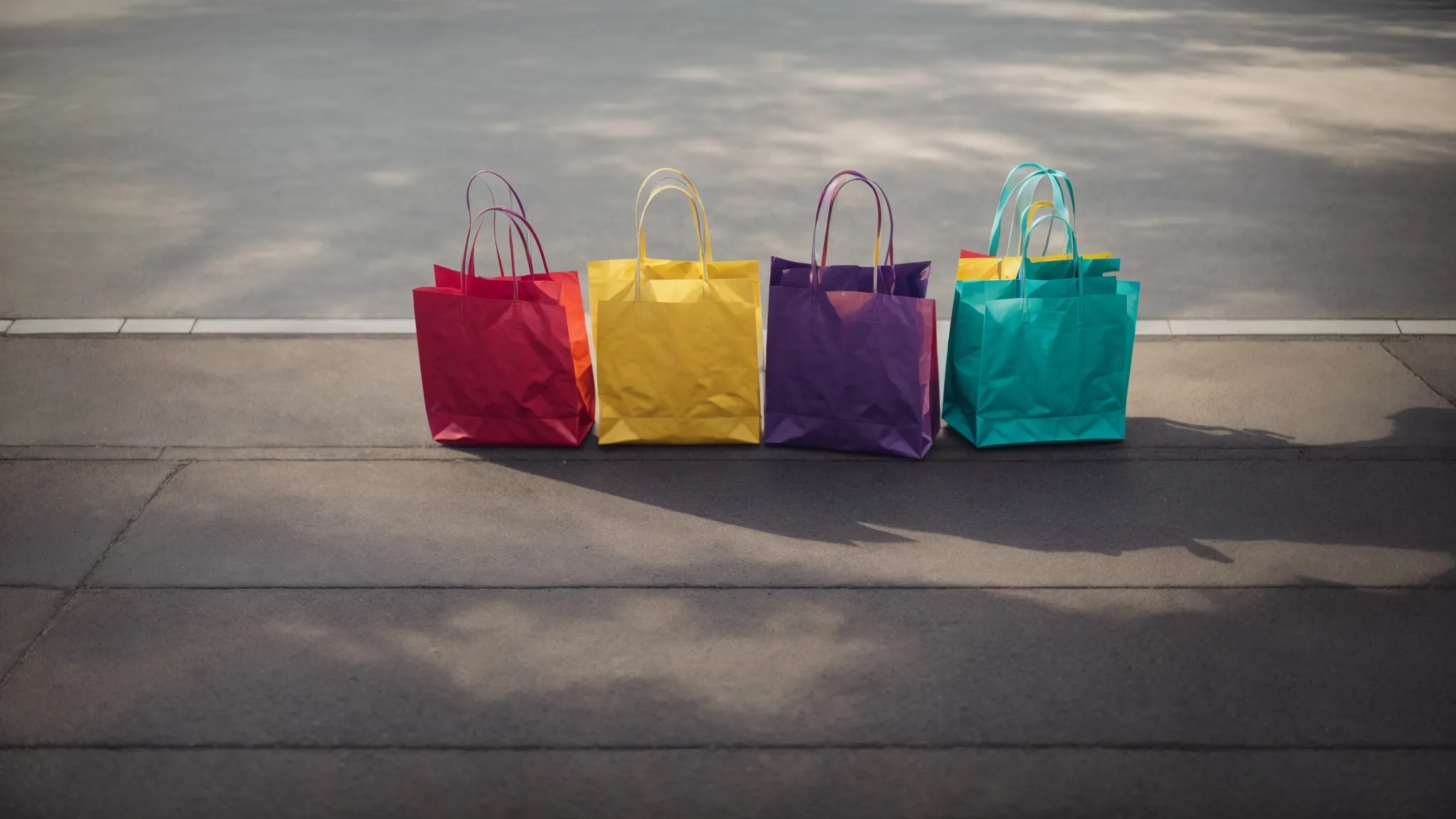 a row of colorful shopping bags lined up on a sleek laptop keyboard, symbolizing digital commerce and targeted promotional tactics.