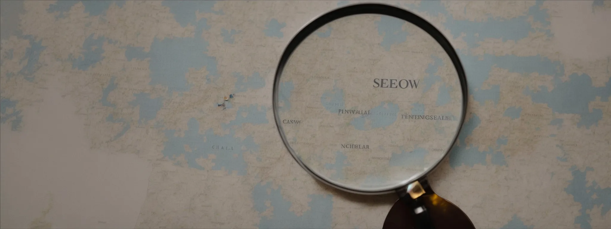 a magnifying glass hovering over a jigsaw puzzle designed with the words 