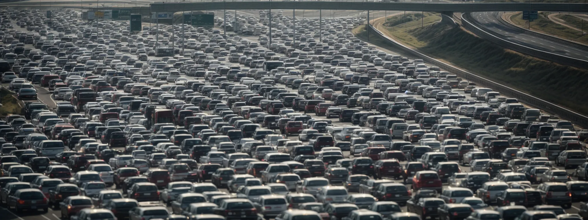 a highway filled with cars symbolizing the flow of web traffic navigated by seo and content marketing strategies.