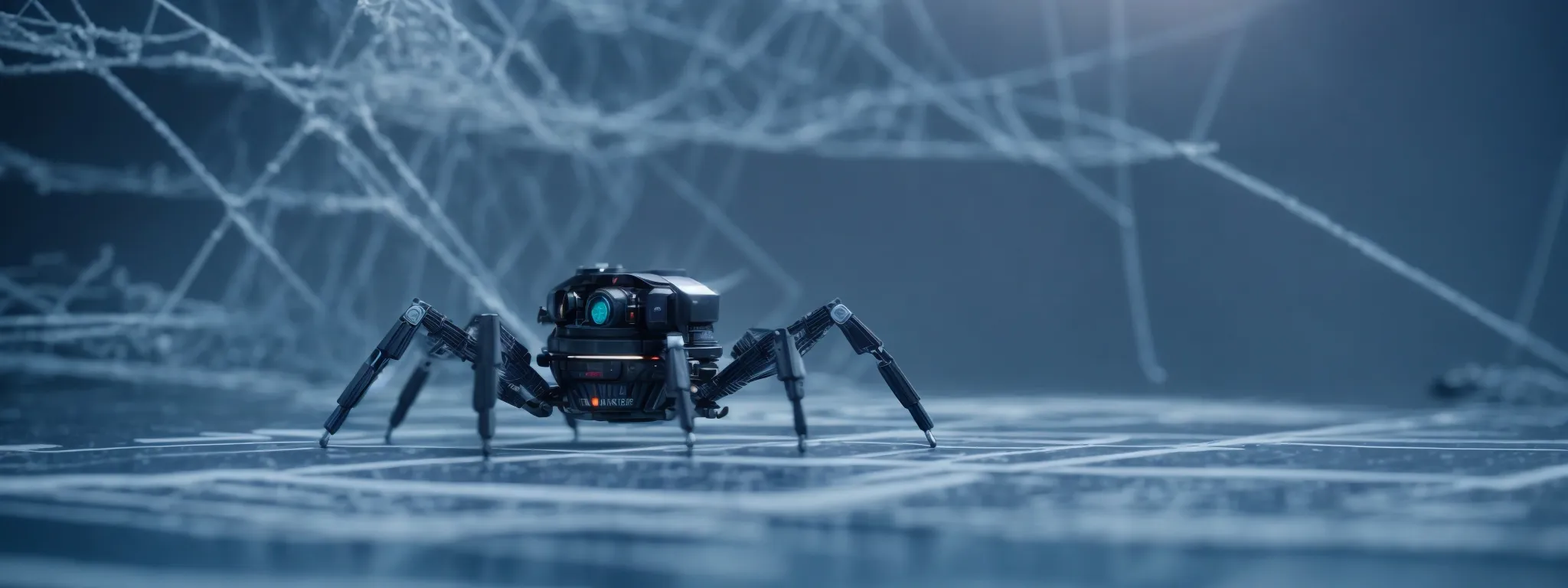 a spider robot navigating a digital blueprint of a website's structure.