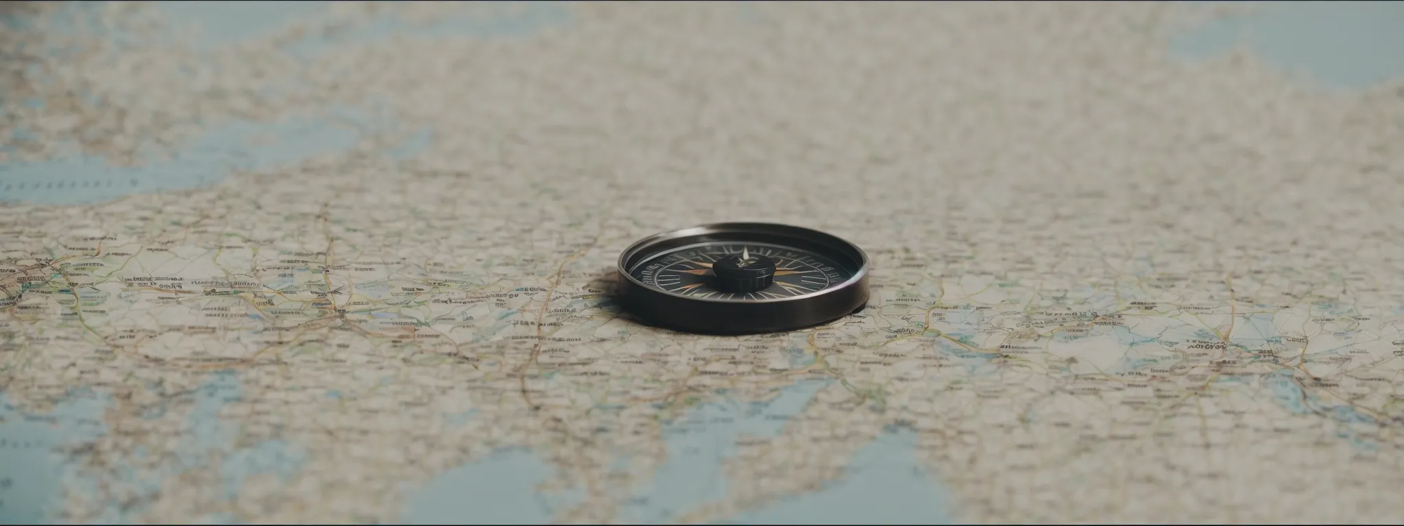a compass on a navigational map surrounded by web development code and seo analytics charts.