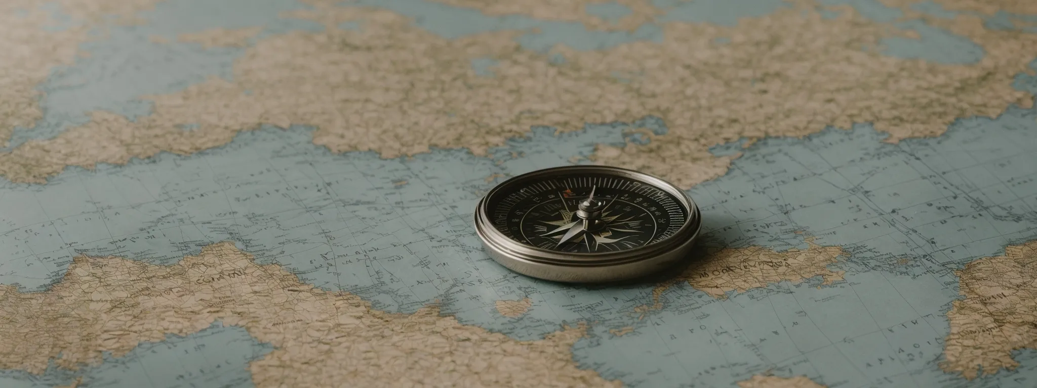 a compass resting atop a crisp map surrounded by navigational instruments, symbolizing strategic seo planning.