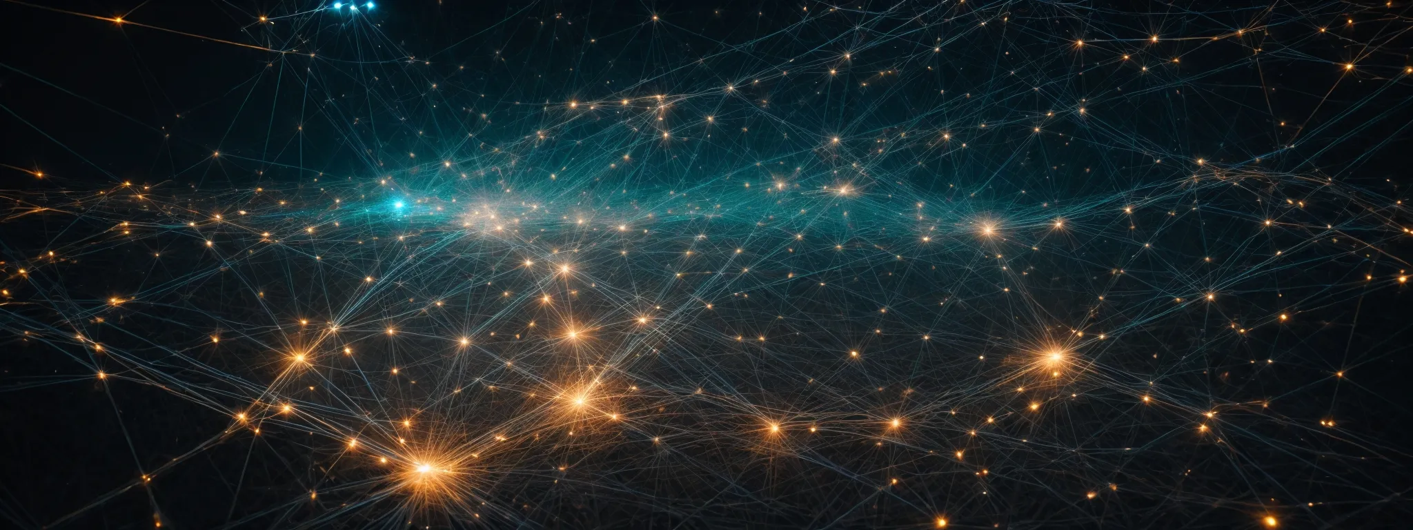 a web of interconnected nodes and glowing pathways symbolizes a thriving network of links enhancing a website's digital presence.