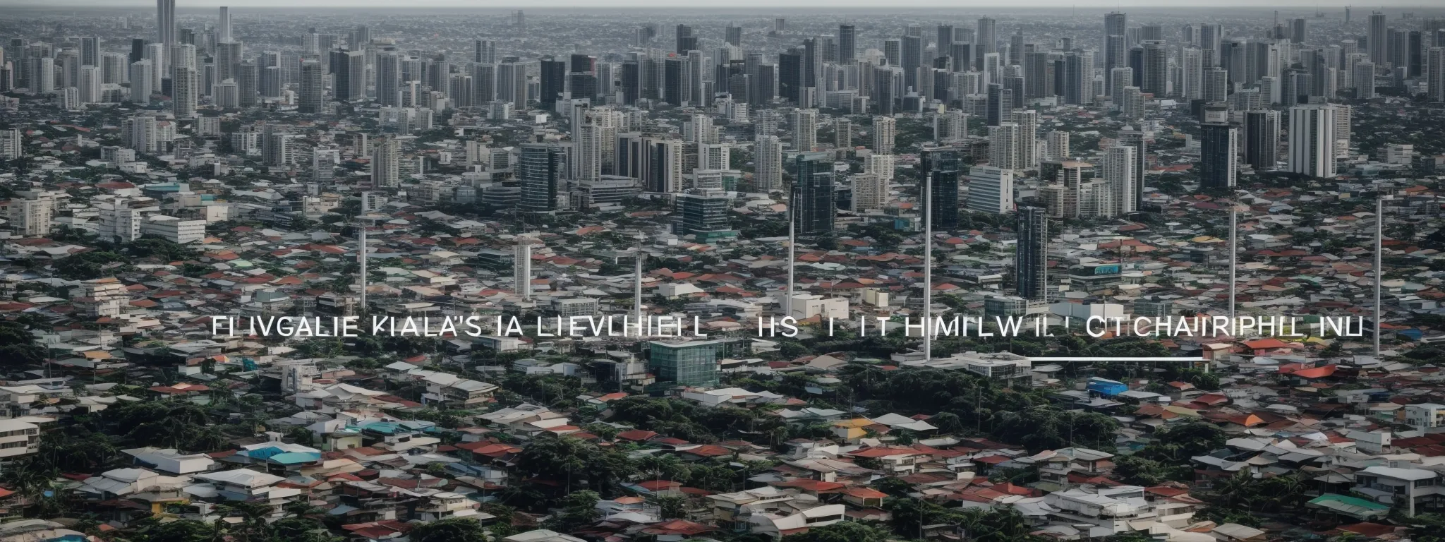a computer screen displaying a search engine results page with an aerial view of manila's skyline in the background, symbolizing the growth of seo in the philippines.