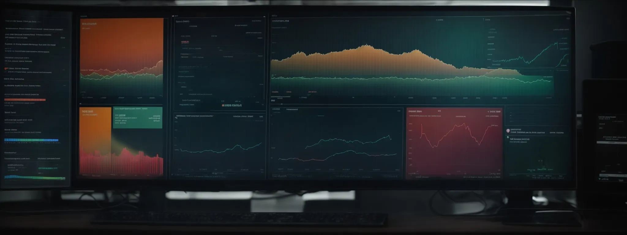 a computer screen displaying an analytics dashboard with graphs and performance metrics.
