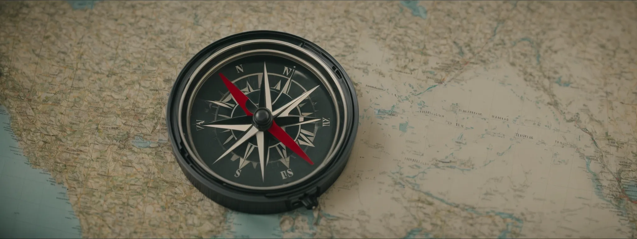 a compass on a map indicating directions and strategic pathways amidst digital symbols and graphs.