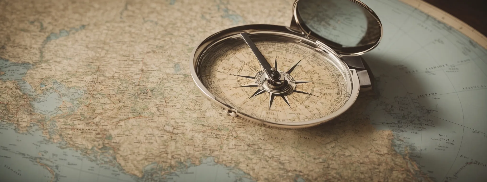a compass on a digital map symbolizing strategic navigation through the world of online marketing.