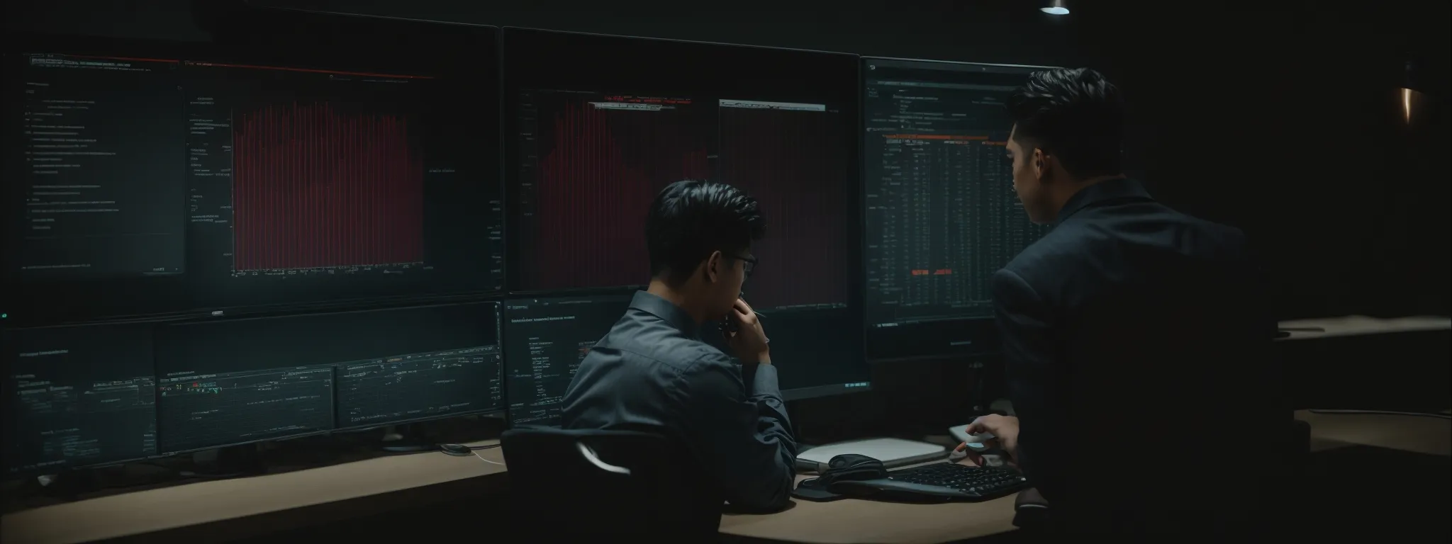 a marketer analyzing data on a computer screen to enhance seo tactics.