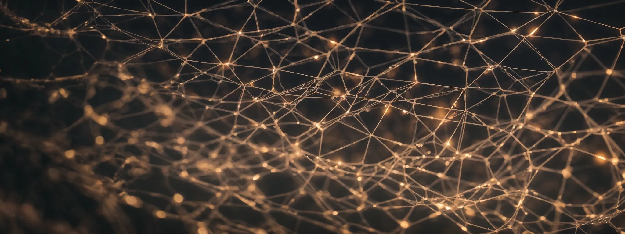 a magnifying glass hovering over a web of interconnected nodes, symbolizing the intricate network of semantic connections.