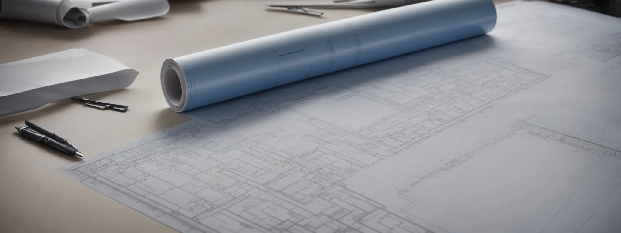architects meticulously draft blueprints for a new construction project.