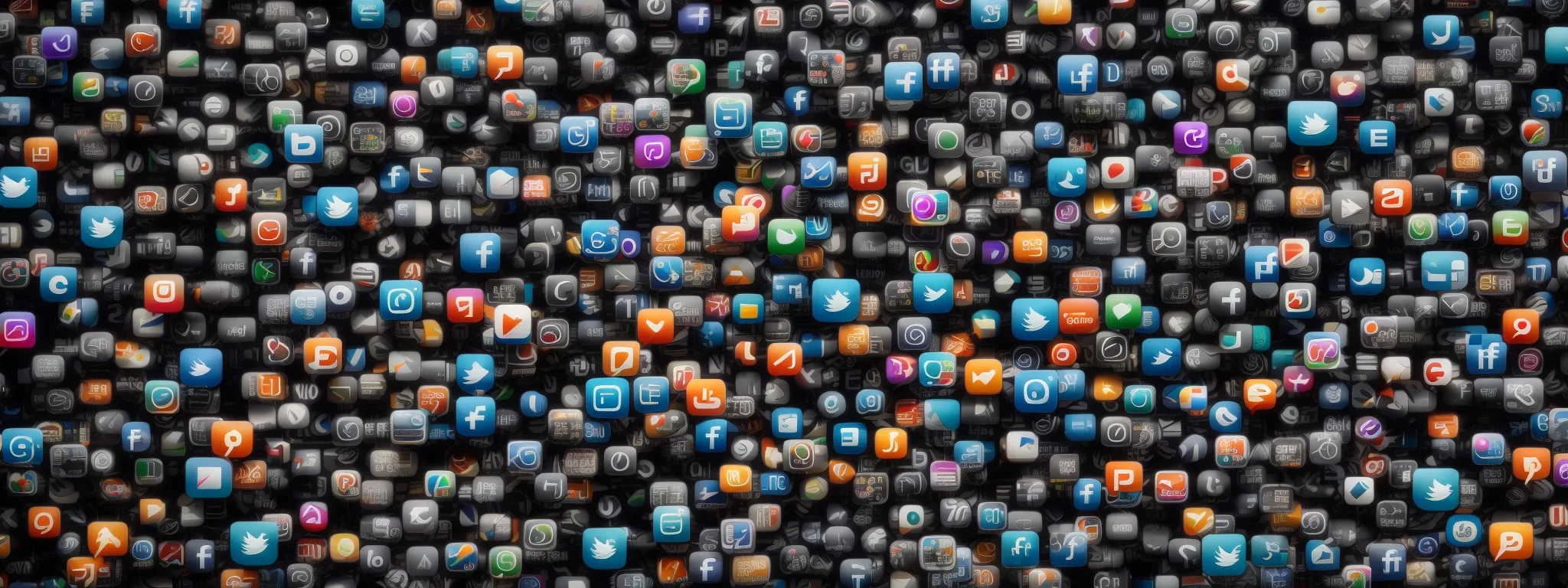 a screen displaying an array of diverse social media application icons representing the vast landscape of digital connections.