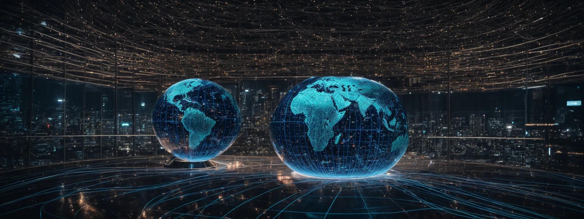 a globe surrounded by a network of interconnected data centers signifies the global expansion achieved by combining cdn with hosting.