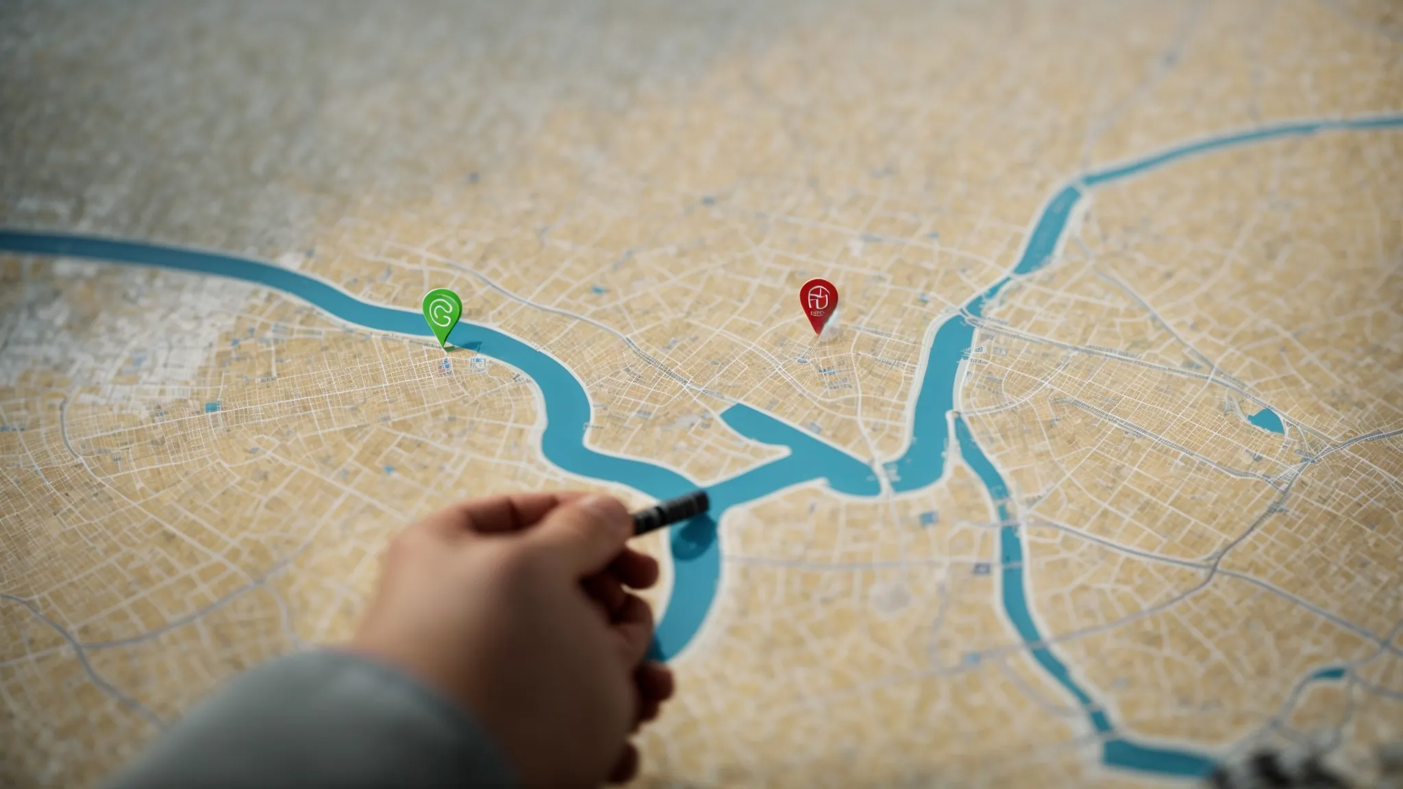 a marketer pins a location on a digital map highlighting regional hotspots.