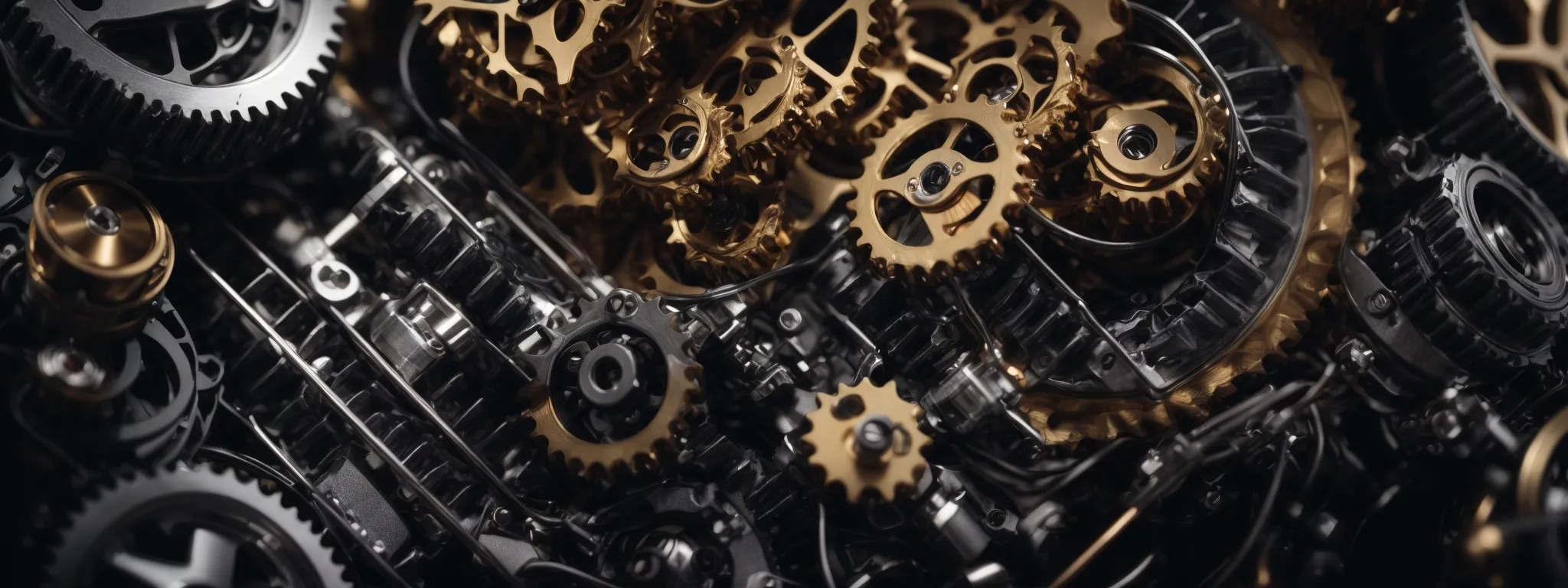 giant metallic gears mesh seamlessly, powering the unseen engine of digital optimization.