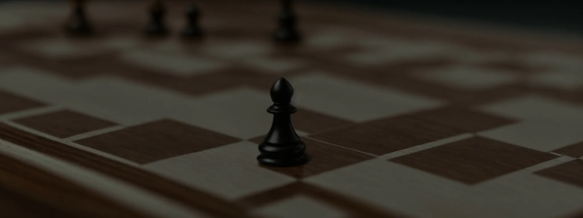 a close-up of a chessboard under soft lighting, with a focus on a centrically placed, solitary queen piece.