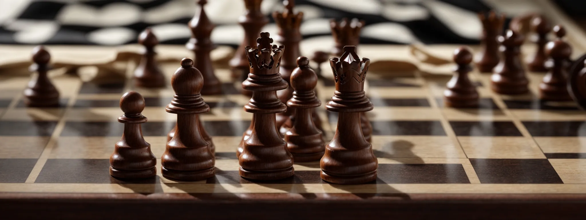 a chessboard with a blend of traditional and digital elements, illustrating strategic marketing moves.