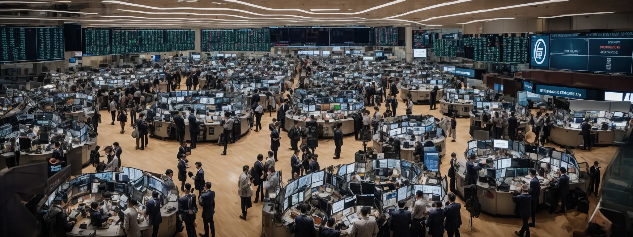 a bustling stock market trading floor where focused traders are engaging with electronic markets, symbolizing dynamic business growth through strategic investments.