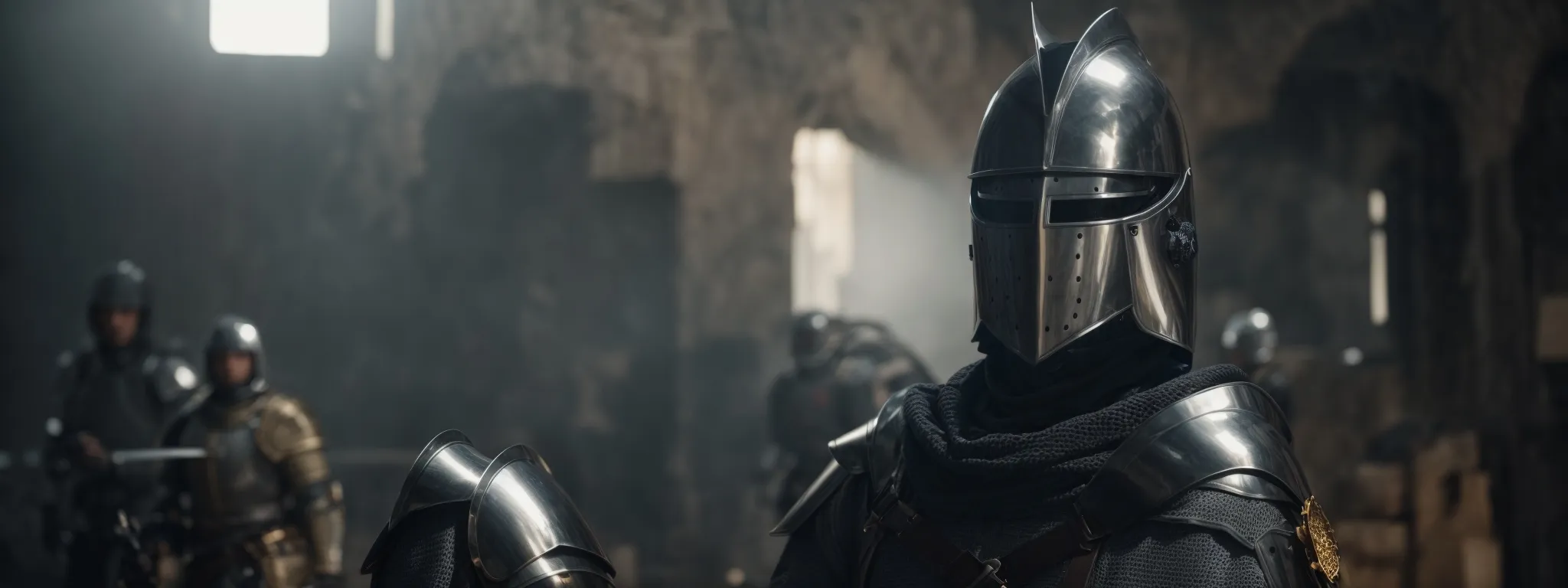 a knight donning a gleaming suit of armor stands ready to fend off invisible digital threats.