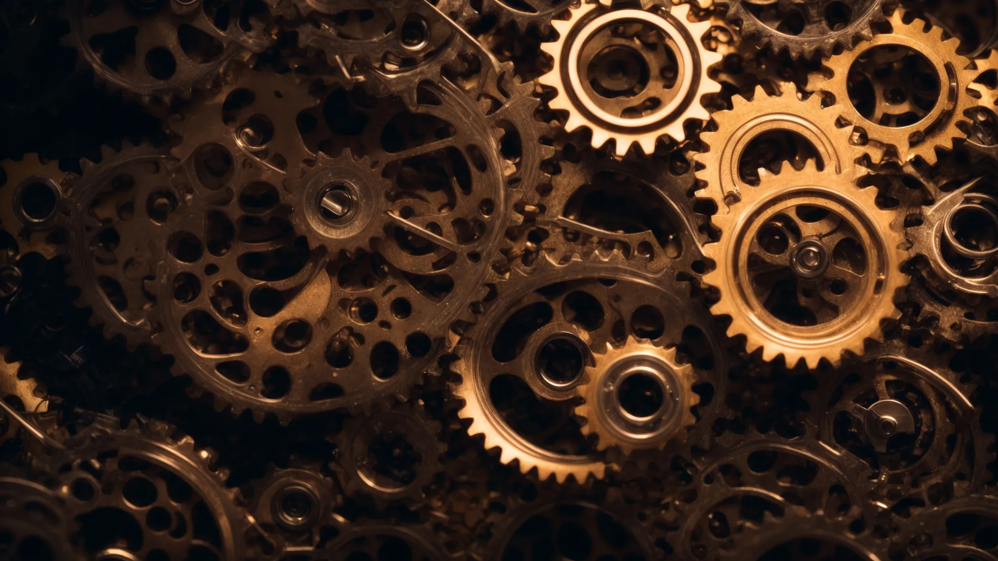 a web of interconnected gears representing the flow of link juice in an seo-optimized website structure.