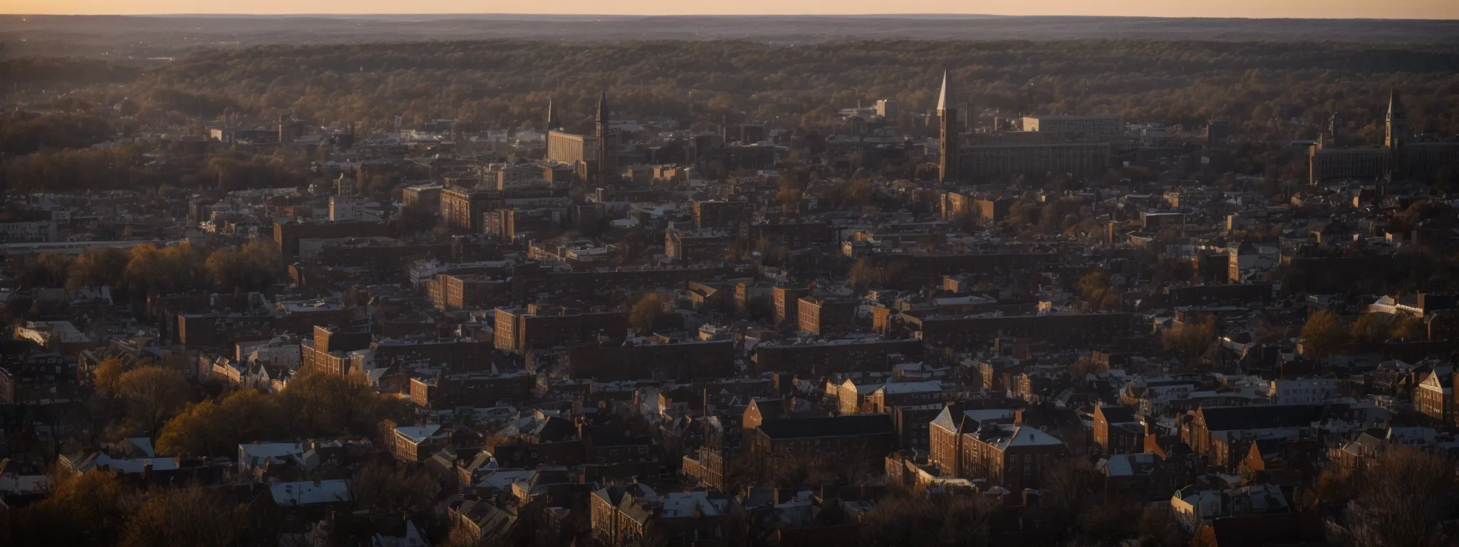 a wide shot of the historic york, pennsylvania skyline under the glow of a setting sun, symbolizing the potential growth in digital visibility.