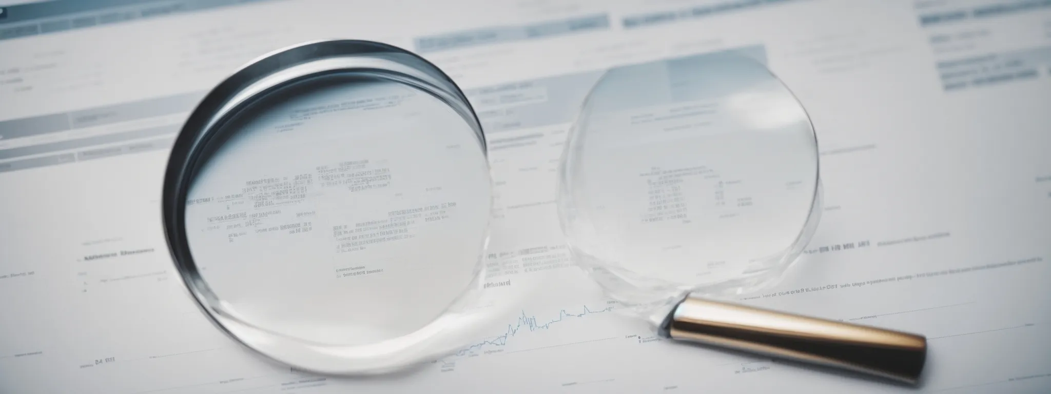 a magnifying glass hovering over a graph signifies the meticulous analysis of public data for competitive strategy development.