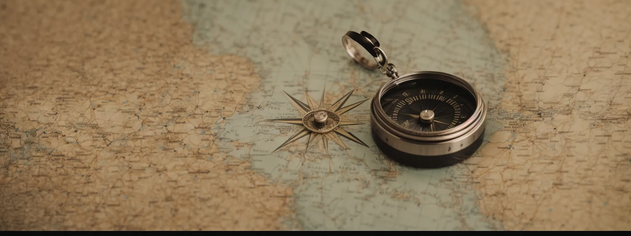 a compass resting on a map symbolizes the strategic journey of crafting a robust backlink strategy without falling into seo traps.