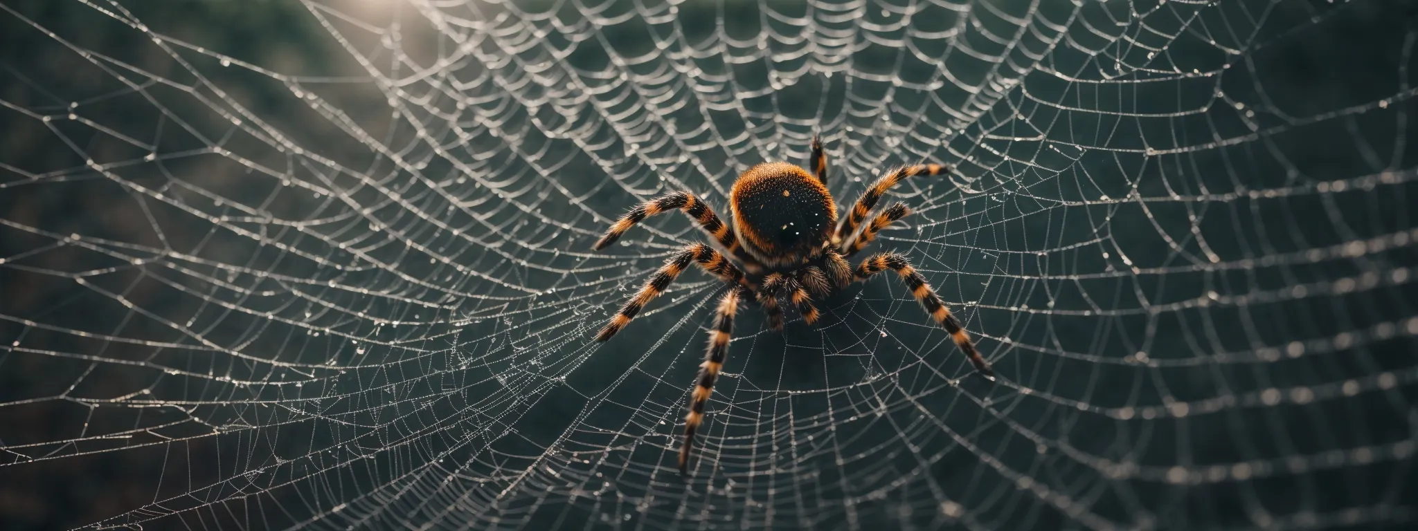 a spider meticulously weaving an intricate web that symbolizes the sophisticated realm of seo link building.