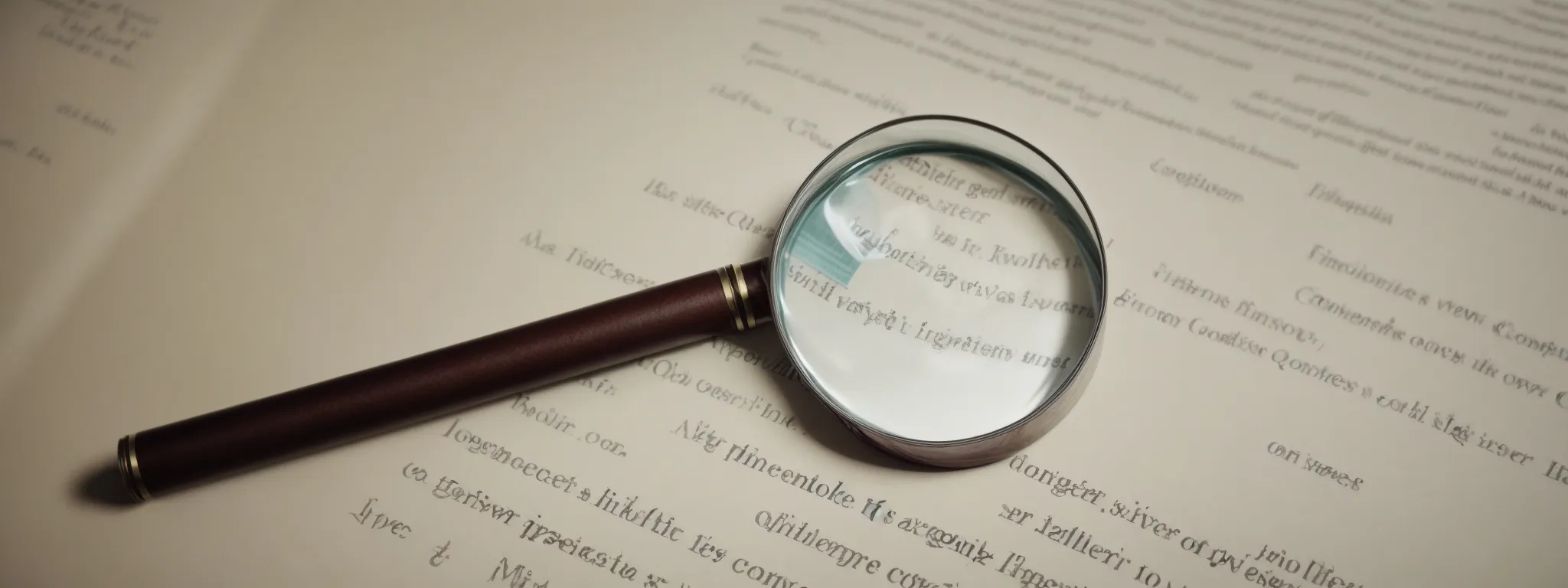 a magnifying glass hovering over a webpage to symbolize a detailed examination of content quality.