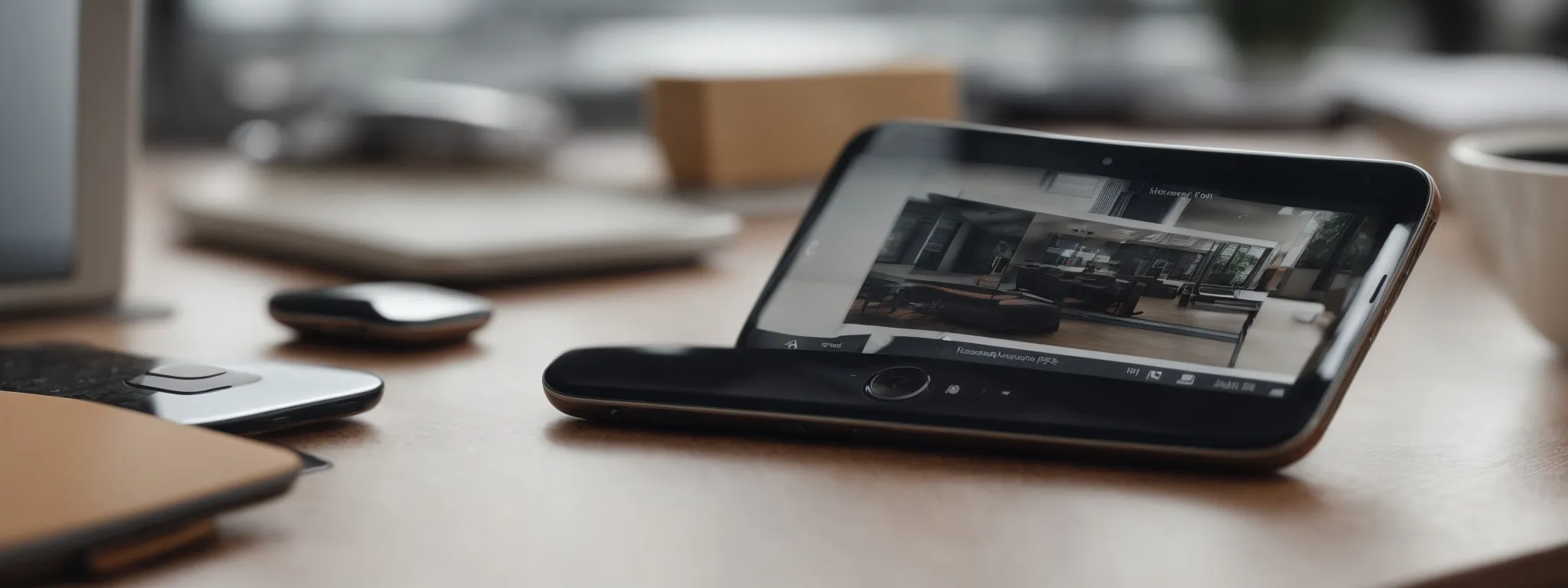 a smartphone displays a sleek, responsive website while resting on a modern workspace.