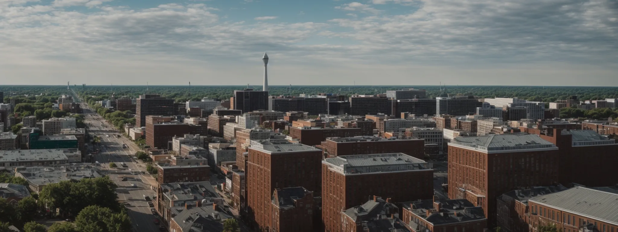 a panoramic view of the delaware skyline with a focus on vibrant, bustling streets.