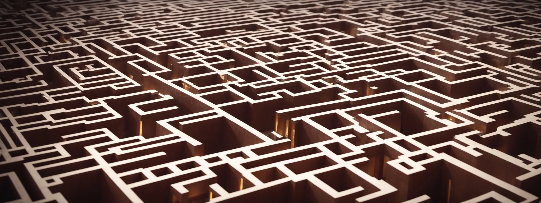 a digital maze with clear pathways leading to a central hub, symbolizing a structured and seo-optimized website architecture.